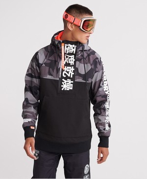 Superdry Snow Tech Japan Edition Férfi Kapucnis Fekete | VEKWA8694